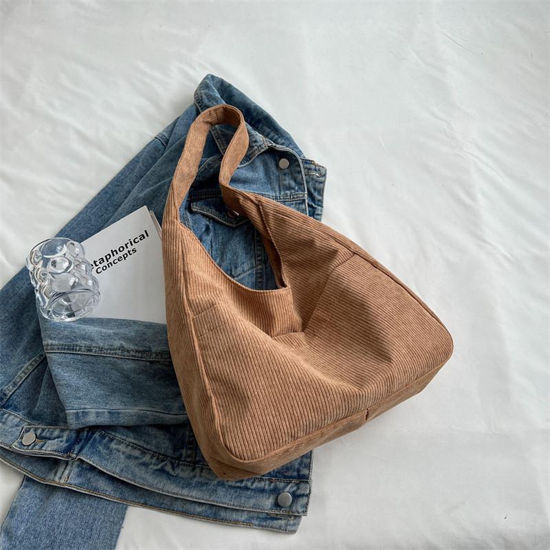Fashionable Urban Chic Corduroy Tote Bag Large Capacity Handbag For Women 2022