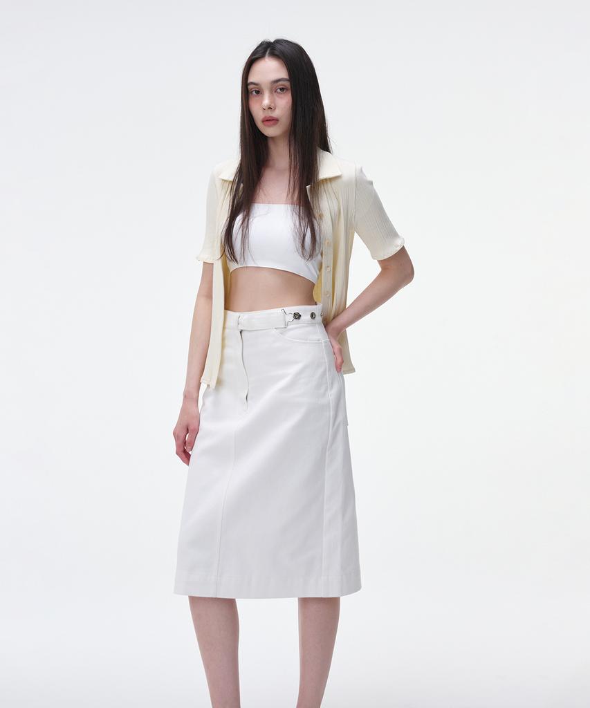 Uboa White Canton Midi Skirt