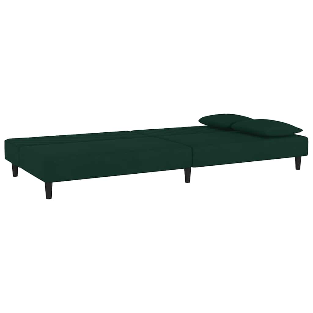 2 Seater Sofa Bed with 2 Cushions Dark Green Velvet
