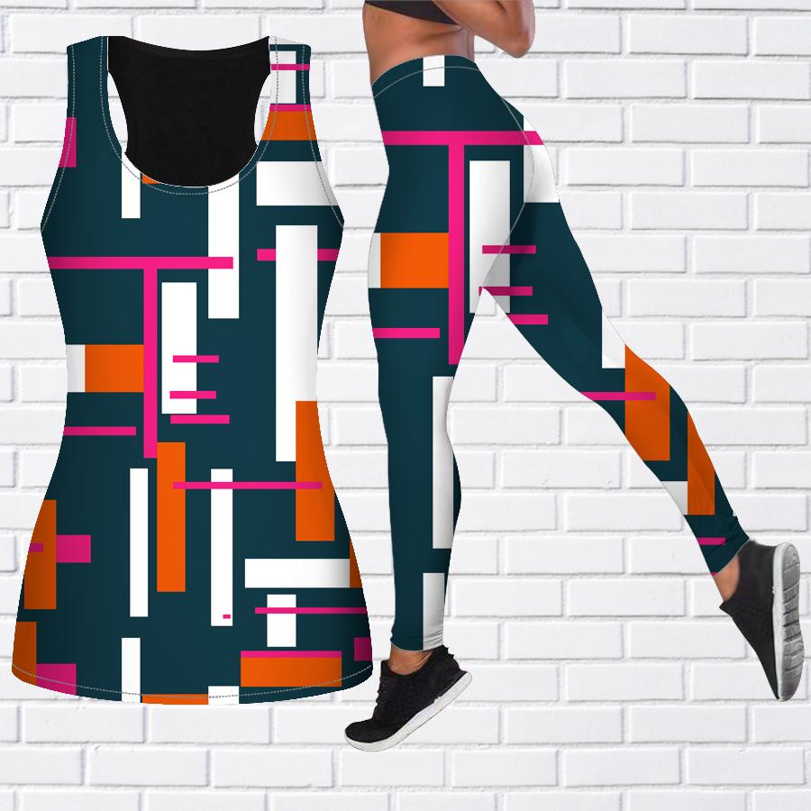 Color Cube Maze Print Yoga-Outfit für Damen, modische Workout-Leggings, Fitness, Sport, lässige Yoga-Hose