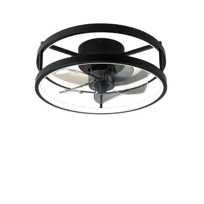 

Новый современный потолочный вентилятор с подсветкой, двухслойный светодиодный с дистанционным управлением, электрический вентилятор для дома, спальни, потолочный светильник чёрный
