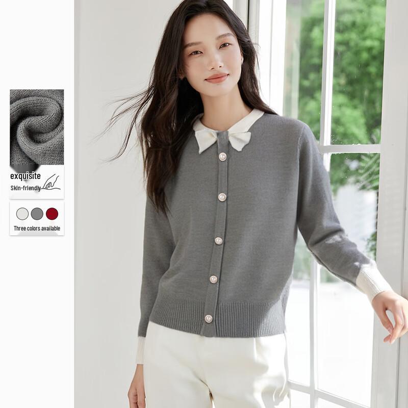 

Women s Elegant Bowknot Round Neck Long Sleeve Sweater One Size
