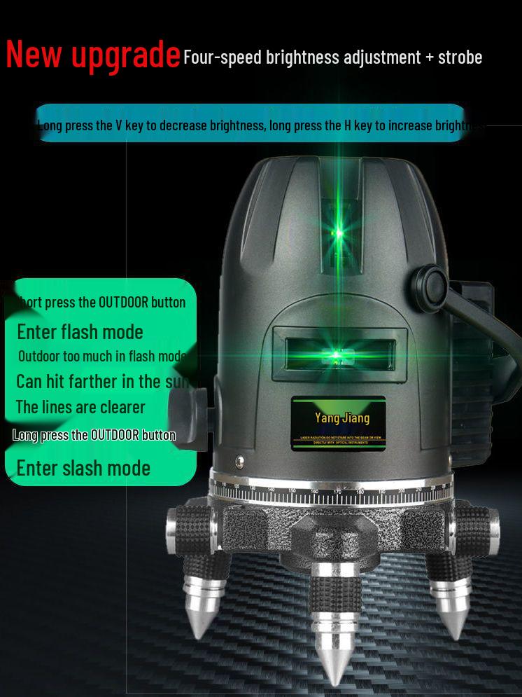 Engineering-Grade Automatic Infrared Laser Level - 2/3/5 Line, Super Strong Outdoor Green Light