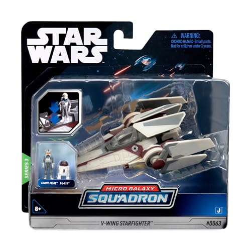 Star Wars Micro Galaxy Squadrons V-Wing Starfighter - 3-inch Light Armor Class Vehicle with Two 1-inch Microfigure Accessories