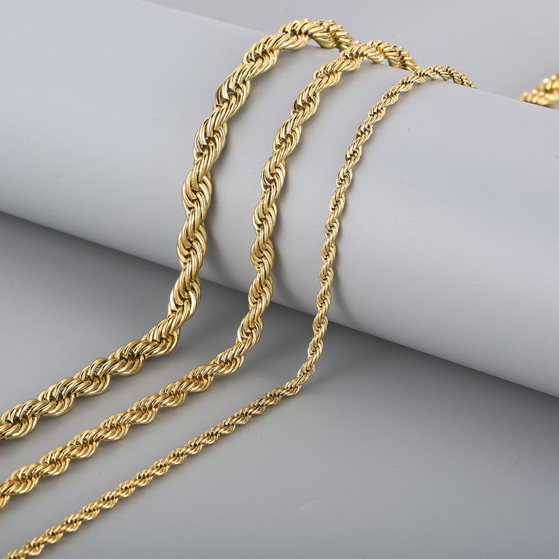 KALEN 4/6/8mm Fashion Men's Women's Simple Stainless Steel Necklace Thick Twisted Chain Jewelry DIY Accessories Gift