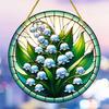 2D Flat Flowers Round Acrylic Decoration Sign, Home Decor Plaque Hanging Wall Art Decorative Garden Decoration for Room Door Signs Hanging Square Livi