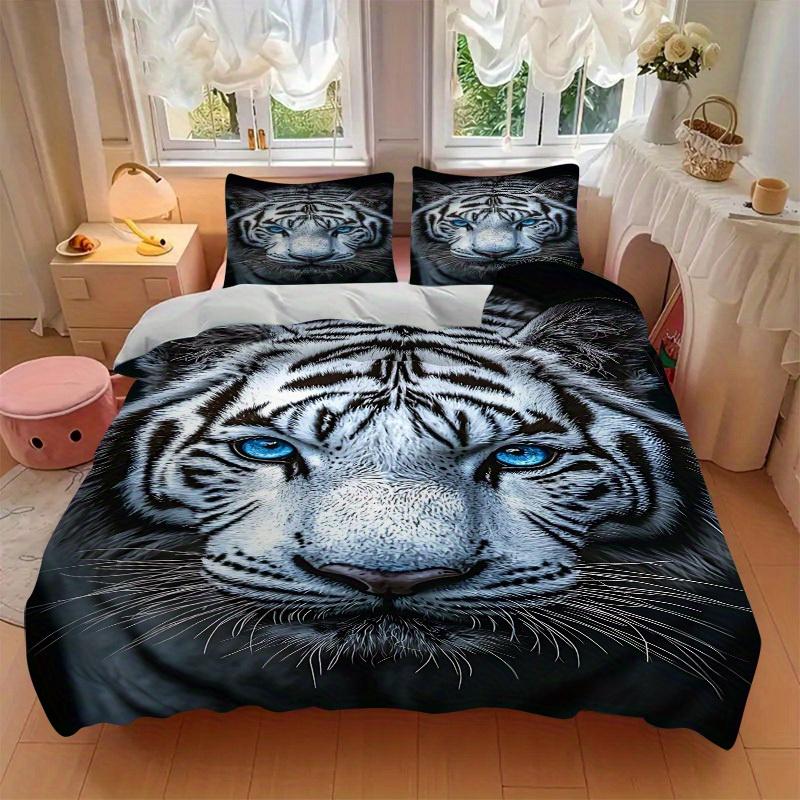 Ensemble de literie 3 pièces imprimé Tigre Blanc, Respirant et Doux, Convient à Toutes les Saisons, Lavable en Machine, Convient à la Décoration de Chambre,yy250822172