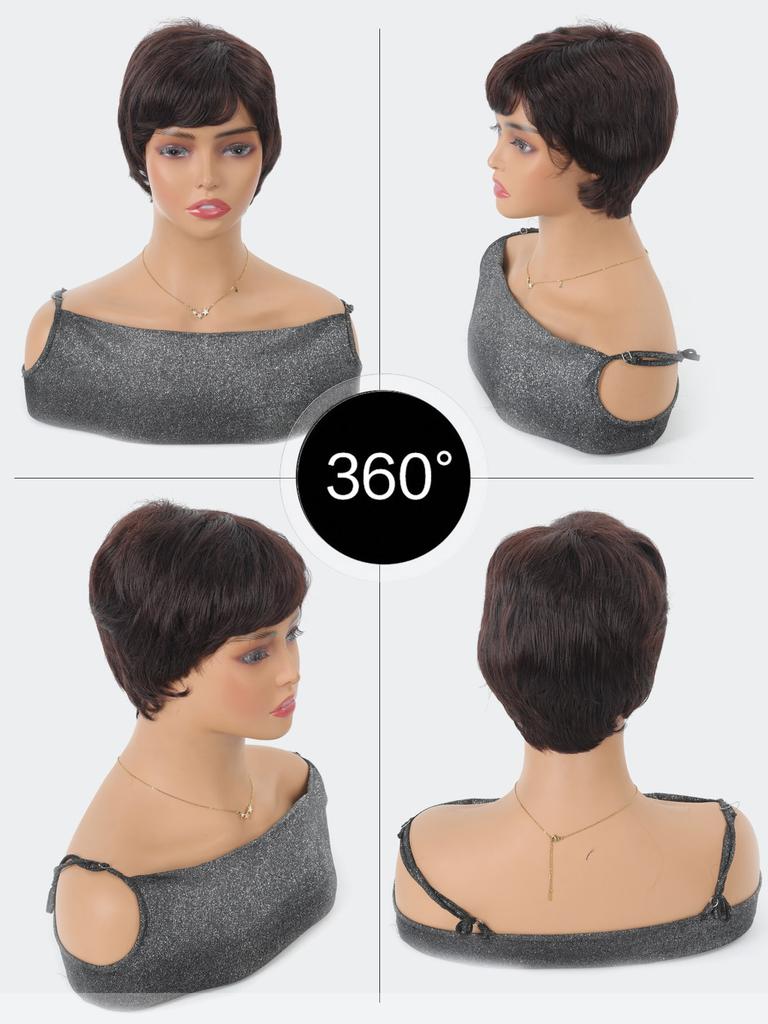 Une perruque courte moelleuse et légère, naturelle, réaliste et élégante. Les perruques synthétiques pour femmes conviennent à un usage quotidien