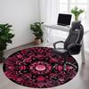 1 Stück Rosa Lotus Mandala Büro Runder Teppich, Rutschfest, Weich und Langlebig, Büroteppich für Innendekoration, Perfekt für das Büro