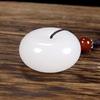 Afghan Jade Ping'an Kou Pendant Necklace: Lamb Fat White Jade Buckle with Imitation Hetian Jade Stone and Rope.