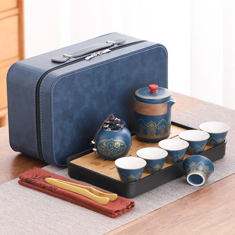 Travel Kung Fu tea set portable express cup company opening business advertising gift print light luxury retro