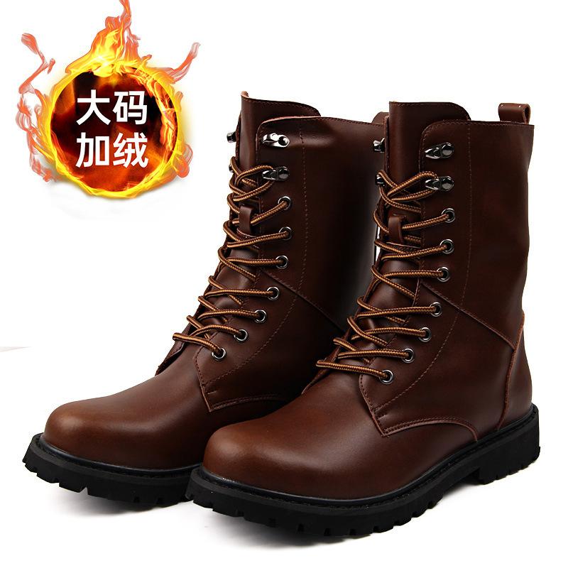 Knight Boots Men's 2024 New Long Tube High-top Black Leather Boots Men's Shoes Couple Shoes One Men's and One Women's Leather Boots