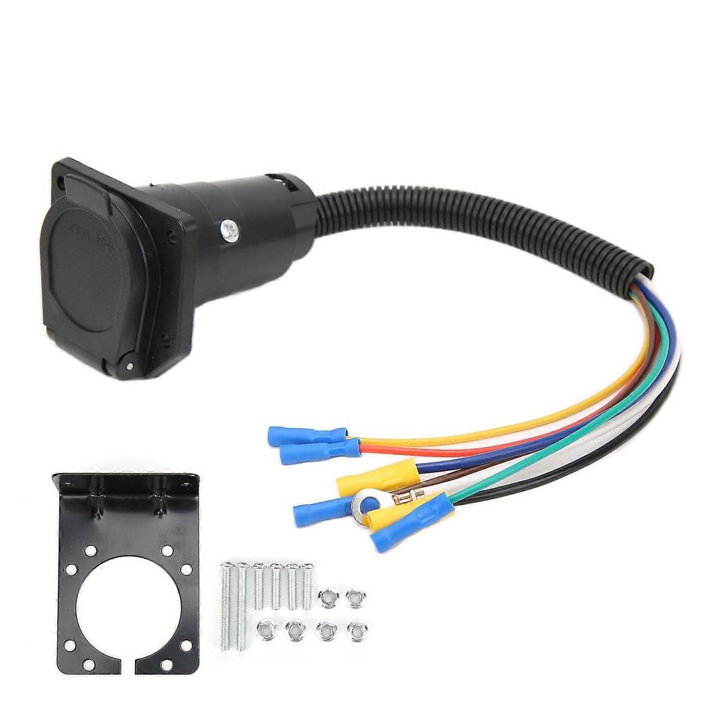 Trailer Wiring Adapter 7 Way Blade Connector Cable Plug with Bracket for RV Camper