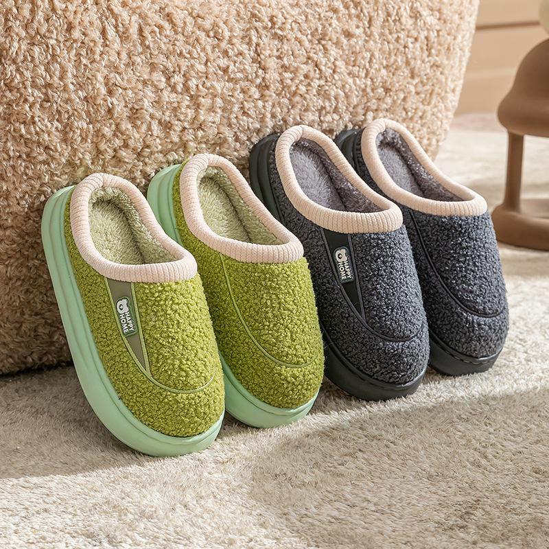 Plush cotton slippers winter plush warm indoor home non-slip thick bottom couple fashion cotton mop