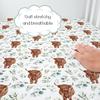 HawSkgFub Highland Cow Eucalyptus Leaf Fitted Standard Crib Sheet for Baby Boy Girl, Neutral Western Farm Animal Yak Toddler Mattress Cover, Soft