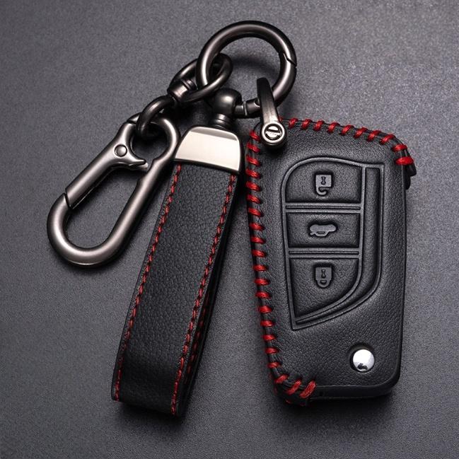 2 3 Tasten Oli Leder Autoschlüssel Etui Hülle für Toyota Hilux Corolla Avensis Prado Fortuner RAV4 CHR Schale Zubehör