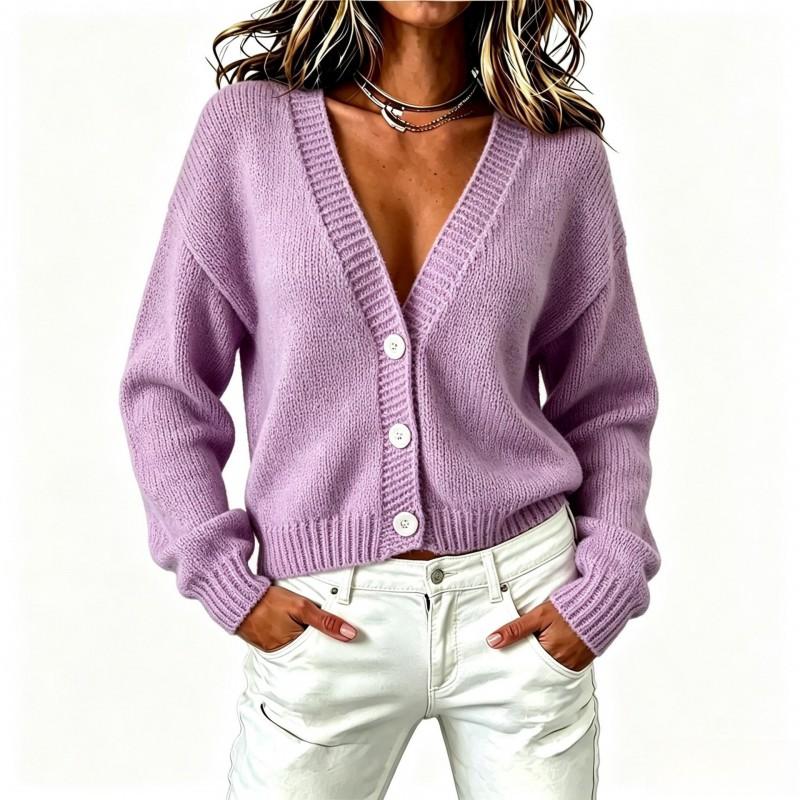 Womens Oversized Knit Cardigan Sweater V-Neck Long Sleeve Loose Fit Casual Outerwear 2026
