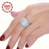 Women's 925 Sterling Silver Cubic Zirconia Ring - Elegant Wide Band Design with Sparkling Gemstone Accents, Cute Ring