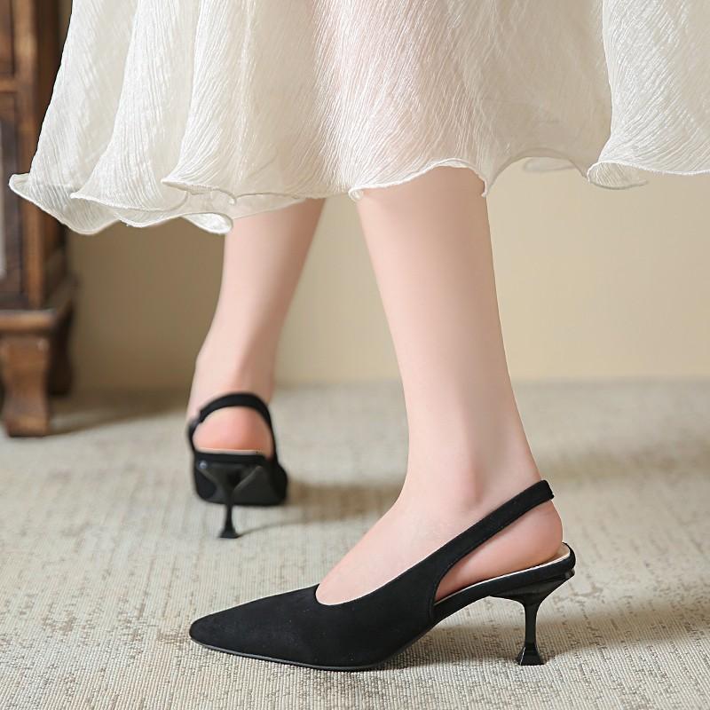 2025 New Design Summer Women's Sandals Closed Toe  Thin Heel Single Shoes with Fashion Hollow Pointed Women's Shoes