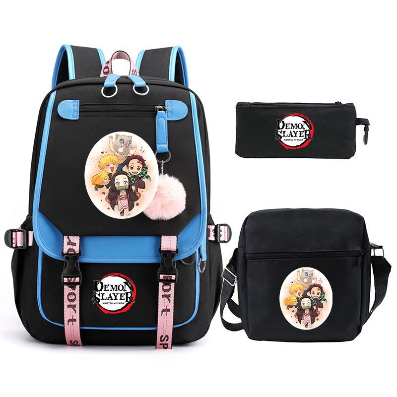 Riman peripheral printing fashion backpack cross-border campus primary and secondary school students schoolbag shoulder bag pencil bag three-piece set