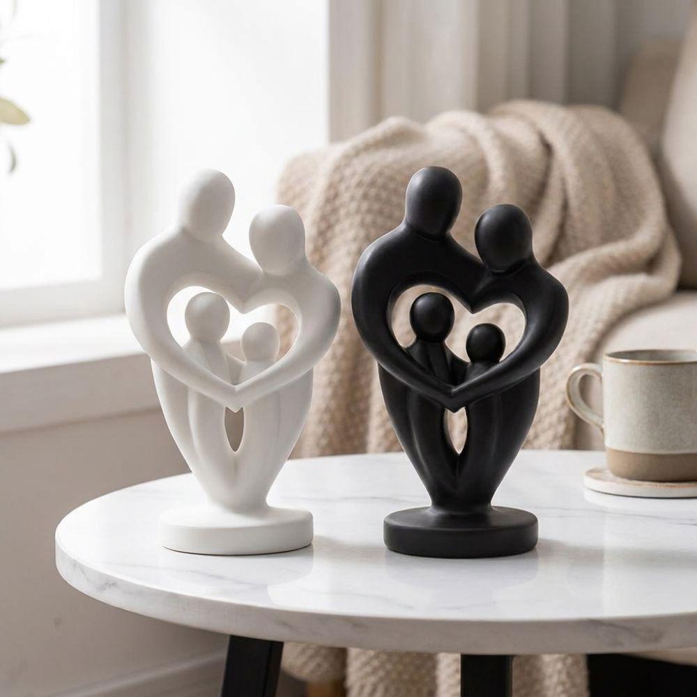 3D Printed Abstract Family Sculpture Plastic Parent-Child Figurine Living Room Decor