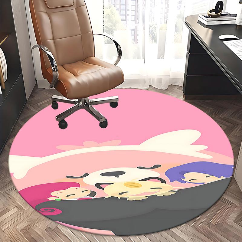 Kpop girls Charming Cartoon Chair Mat - Round Carpet for Home Decor, Office Use, Bedroom & Living Room Gift0504b