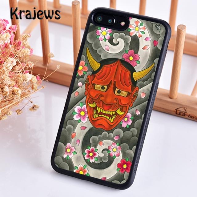 Krajews Japanese Oni Hannya Demon Mask Cool Phone Case For iPhone 17 Air 16 15 14 Plus 11 12 13 Pro Max Coque