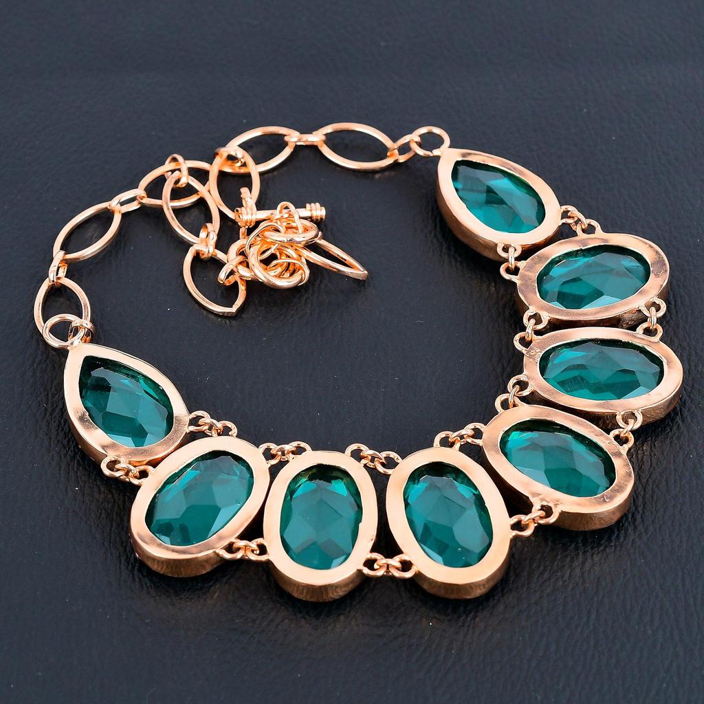 Bijuterii cu Indicolit, Bijuterii Colier Handmade, Colier Minunat din Cupru, Bijuterii cu Pietre Prețioase, Colier Ajustabil cu Lanț pentru Femei