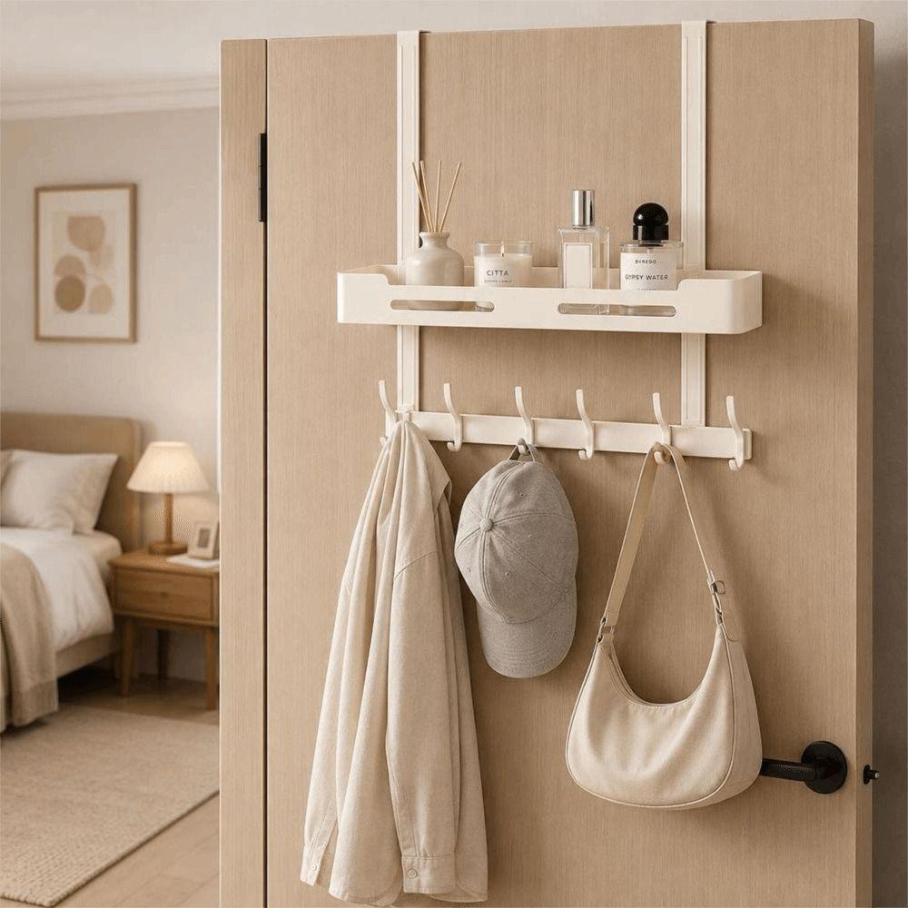 No Drill Over The Door Hook Rack Aluminum Door Organizer Hanging Hook Rack Bedroom Organization