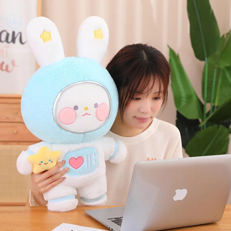 Cartoon Cute Space Rabbit Plush Toy Kawaii Stuffed Animals Bunny Astronaut Plushies Doll Anime Soft Kids Toys for Girls Gifts