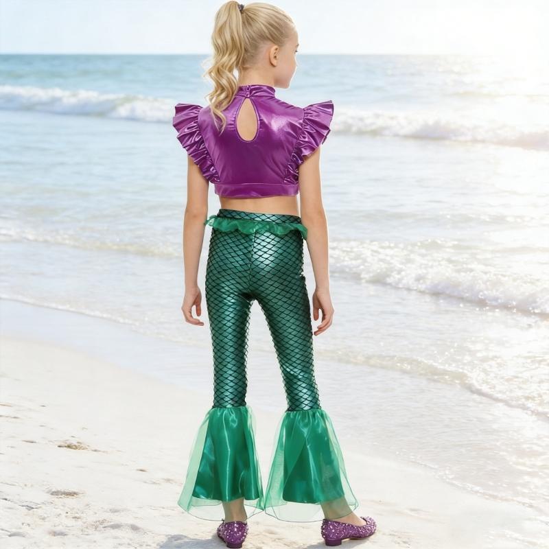 Cartoon Fishtail Pants For Girls Summer Themed Party And School Play Costume With Comfortable Sleeveless Design