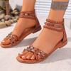 Fashion Casual Cross Strap Flat Sandals Women Rivet Decor Weightlight Soft Sole Sandal Female Stylish New Cover Heel Sandalias Mujer