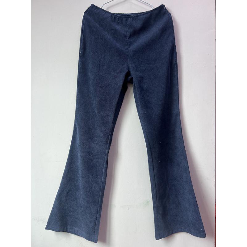 2026 Spring/Summer Women's Solid Color High-Waisted Slim Fit Slight Flare Corduroy Elastic Waist Casual Pants