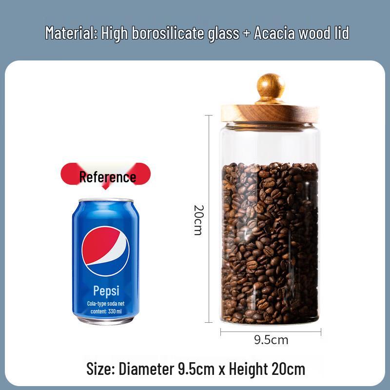 ME Glass Storage Jar with Wooden Lid 9.5*20cm