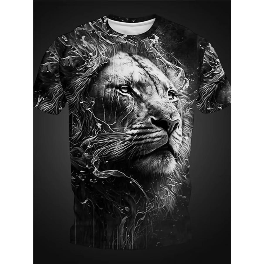 2024 Boutique Herr Vintage T-shirt Överdimensionerad 3D Tigertryck Kortärmad Topp Herrmode Rund Hals Sport Kortärmad 6XL