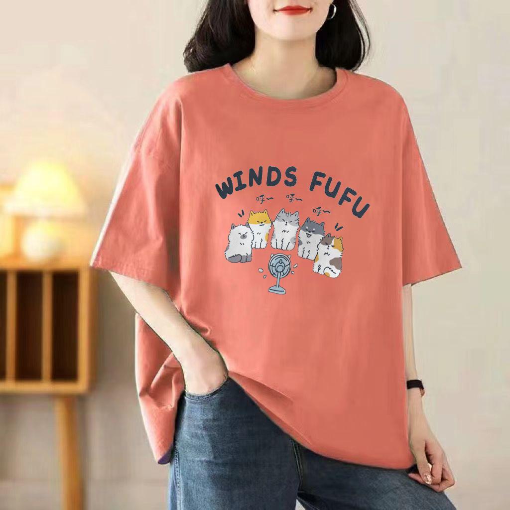Short-sleeved T-shirt Women Loose 2025 New Spring and Summer Round Neck Medium-length Half-sleeved Blouse