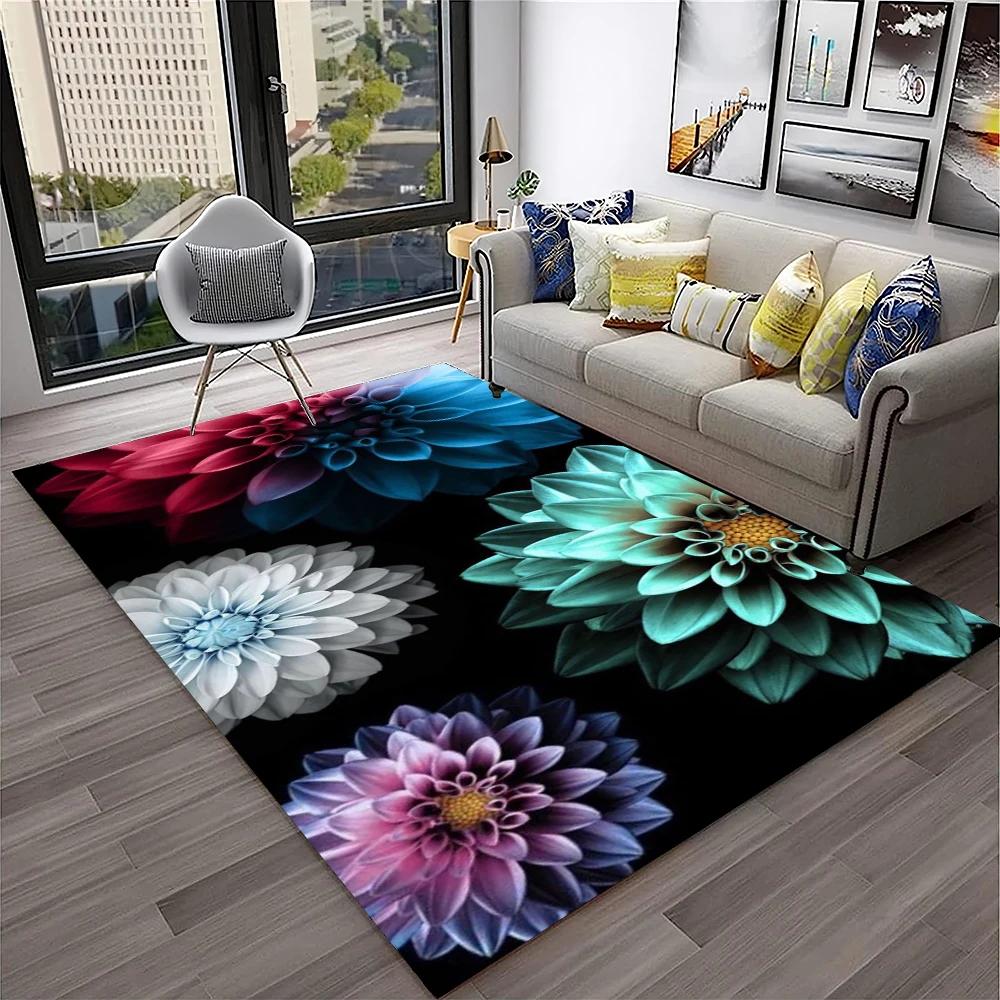 HD Nordic Daisy Sun Flowers 3D Carpet Rug for Home Living Room Bedroom Sofa Doormat Decor,kids Play Area Rug Non-slip Floor Mat