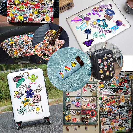 50Pcs Graffiti Sticker Clear Printing Self-Adhesive Paper Cute Cartoon Rabbit Pattern Laptop Luggage Sticker Decoration Photography Prop