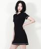 Deumakeu Girly Chic Stitch Mini Dress Black