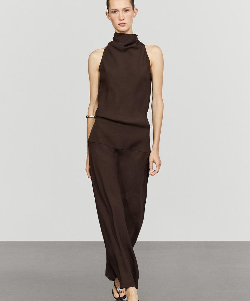 Masimodutti Halterneck Waistband Midi Dress