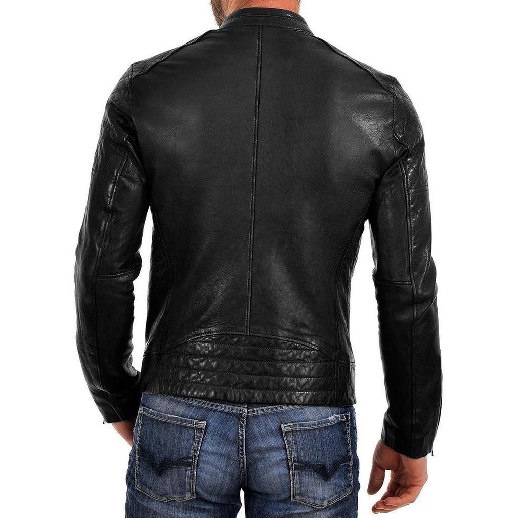 SKINOUTFIT Men's Genuine Lambskin Black Leather Jacket Stylish Motorcycle Biker Outerwear MJ 31