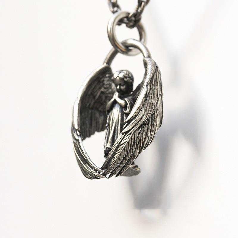 Vintage Exquisite Praying Cherub Pendant Guardian Angel Necklace Suitable for Men and Women Punk Jewelry Gifts