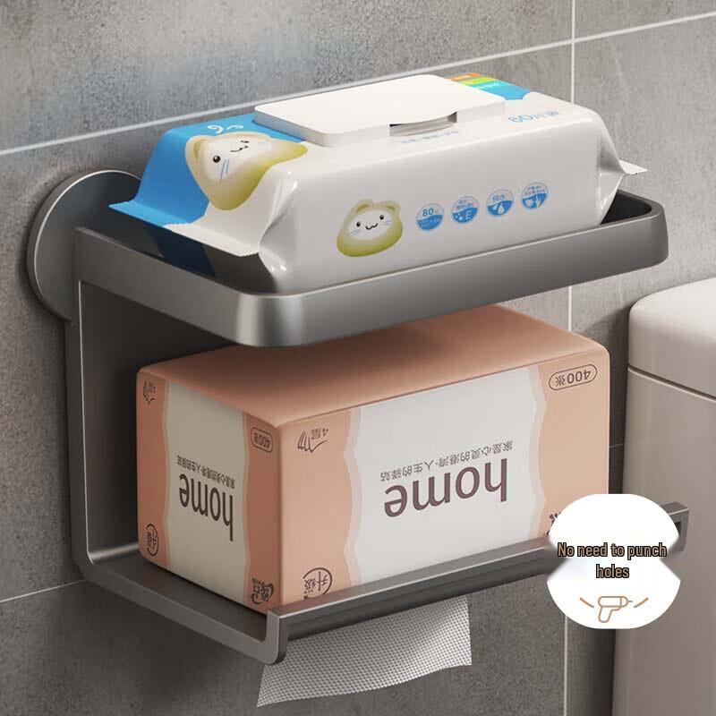 

Wall-Mounted Bathroom Tissue Holder with Storage Shelf