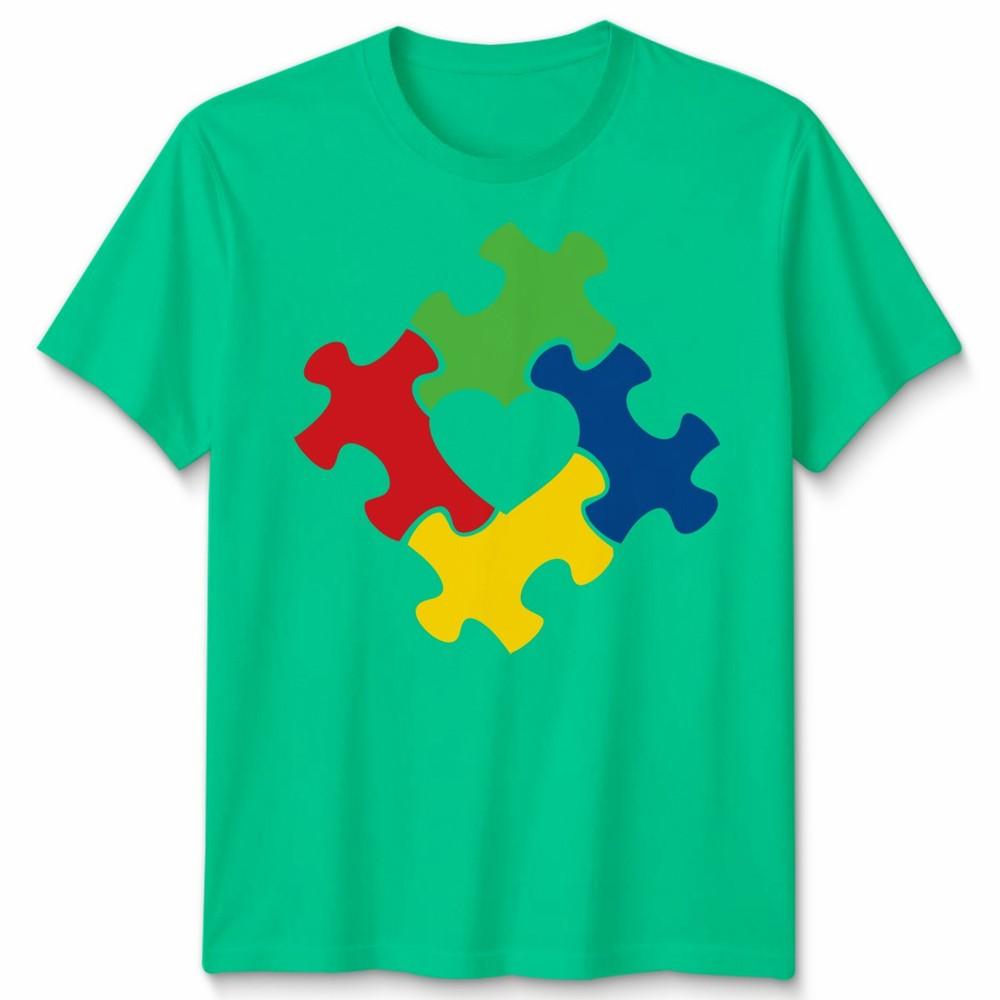 Colorful Abstract Puzzle Piece Support Unisex Tshirt Neurodiversity Support S