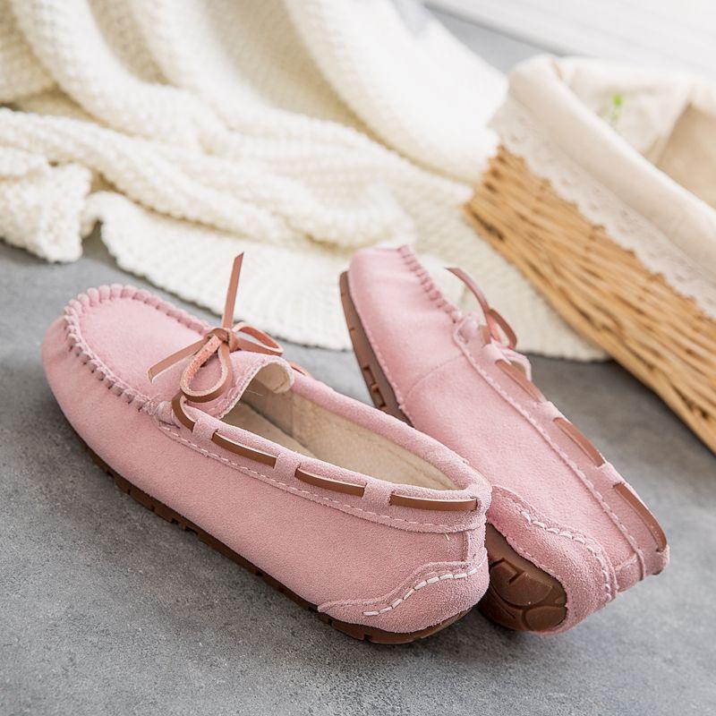 Doudou Shoes Women's New Spring and Autumn Single Shoes Leather Soft Sole Summer Casual Non-slip Pregnant Women Mother Flat Shoes