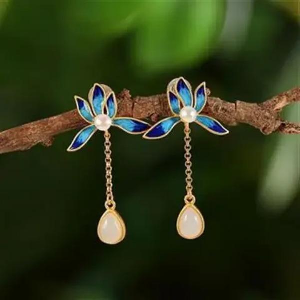 

Оригинальные Новые Серьги с Подвесками в Форме Капли из Фарфора, Жемчуга и Нефрита Хэтянь, Антикварный Креативный Дизайн, Женские Украшения