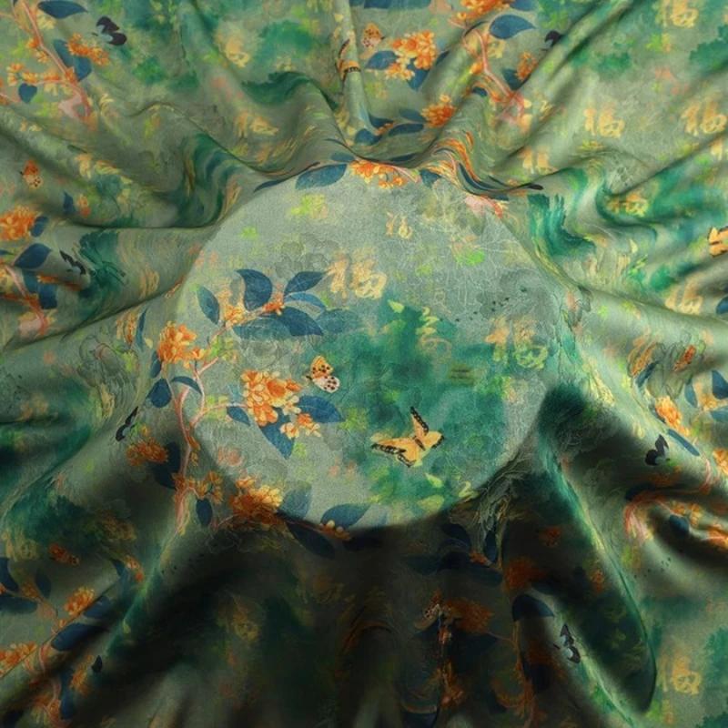 Chinese-style Imitation Silk Cloud Gauze High-end Fabric Soft Cotton Silk Printed Fabric DIY Cheongsam Dress Hanfu Clothing