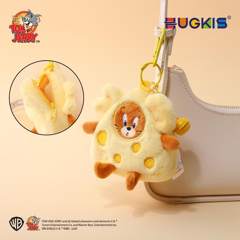 Tom and Jerry Cartoon Plush Coin Purse & Keychain with Bell