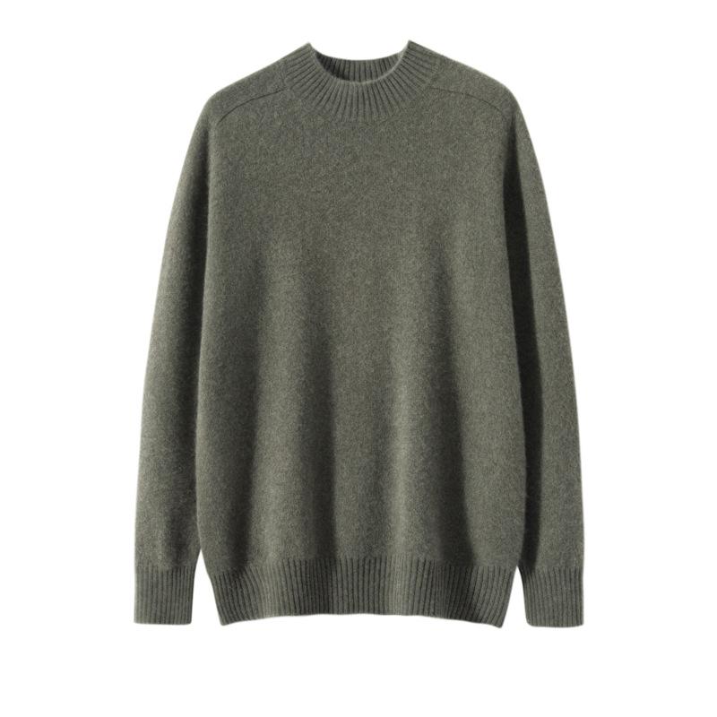 Pure cashmere shirt men's thickened semi-turtleneck saddle shoulder cashmere with knitted sweater men's