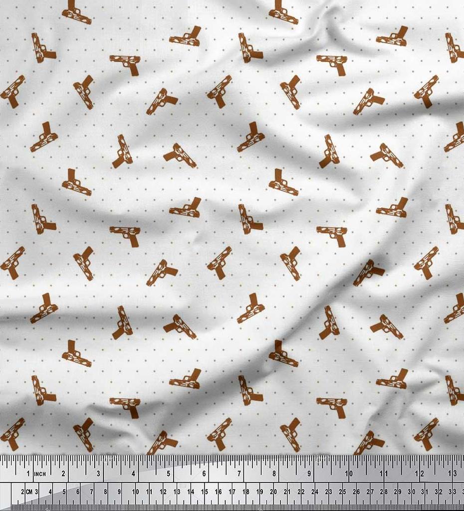 Soimoi Rayon Fabric Dot & Weapon Print Fabric by the Yard 42 Inch Wide